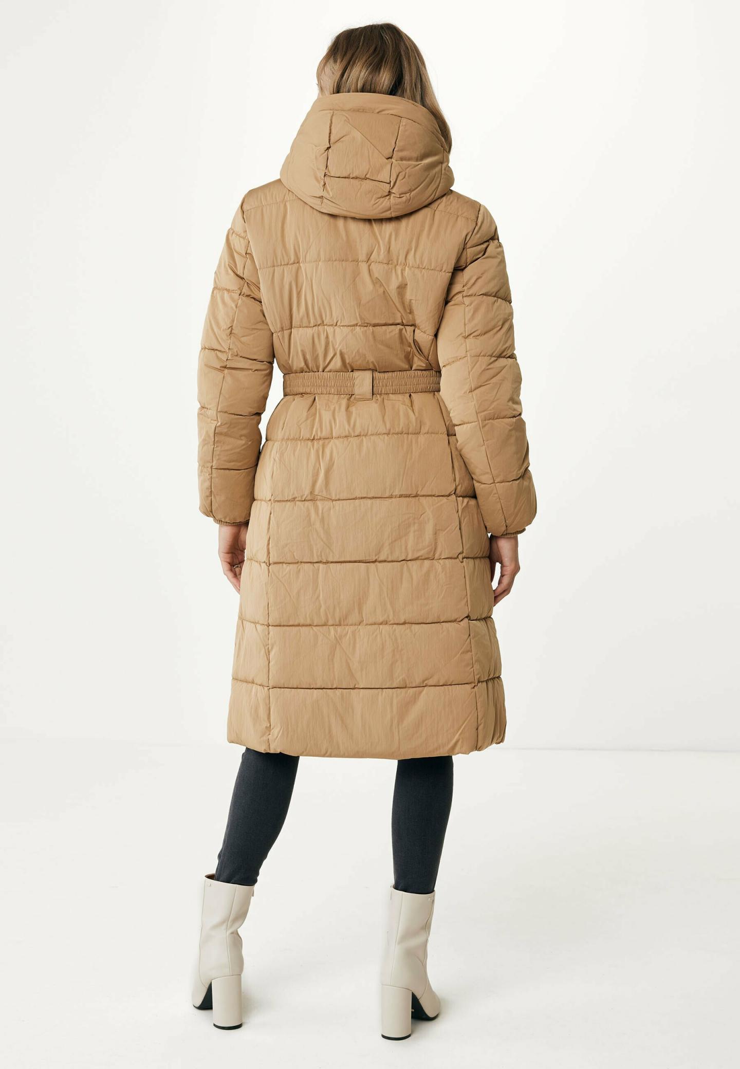 MEXX Jassen Dames Lange Winterjas Met Elastische Riem Zand Clgrobertburon